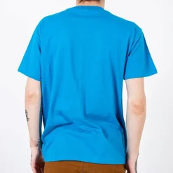 Sale Niebieska bawełniana koszulka męska z printem Bluzki