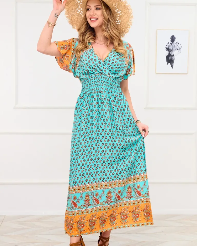 New Niebieska letnia sukienka damska Sukienki Letnie|Plus Size