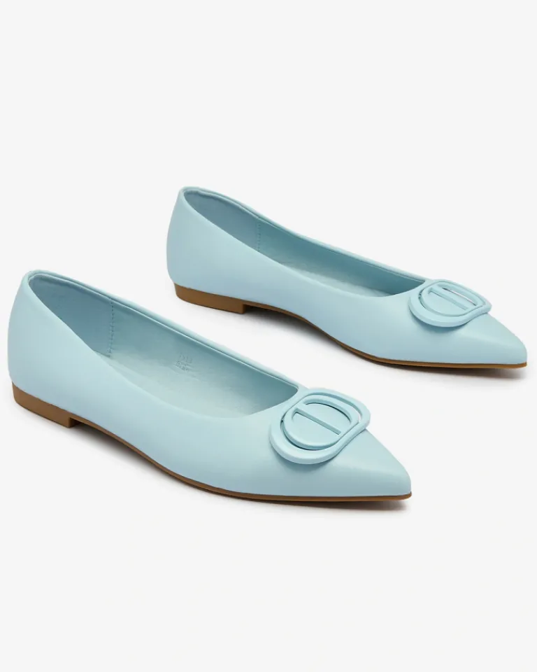 New Niebieskie baleriny damskie w szpic z ozdobą na nosku Manixy Baleriny Klasyczne