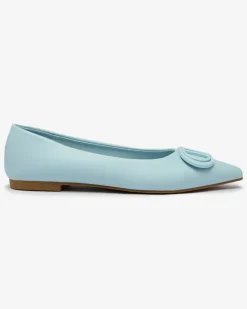 New Niebieskie baleriny damskie w szpic z ozdobą na nosku Manixy Baleriny Klasyczne