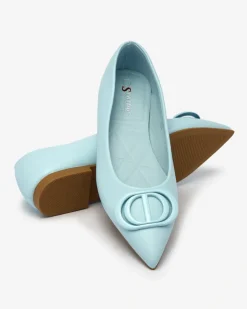 New Niebieskie baleriny damskie w szpic z ozdobą na nosku Manixy Baleriny Klasyczne