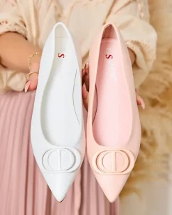 New Niebieskie baleriny damskie w szpic z ozdobą na nosku Manixy Baleriny Klasyczne