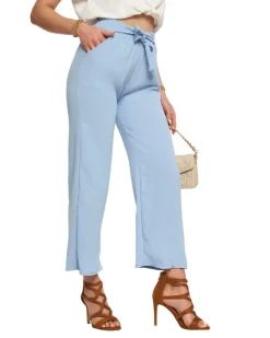 Clearance Niebieskie damskie szerokie spodnie materiałowe Spodnie Materiałowe
