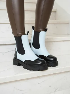 New Niebieskie damskie botki Userrus Botki Bez Ocieplenia|Botki Na Płaskim Obcasie