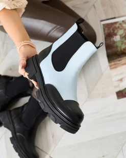 New Niebieskie damskie botki Userrus Botki Bez Ocieplenia|Botki Na Płaskim Obcasie