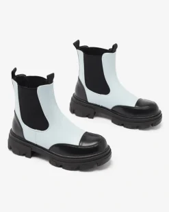 New Niebieskie damskie botki Userrus Botki Bez Ocieplenia|Botki Na Płaskim Obcasie