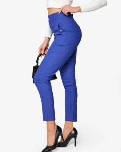 Discount Niebieskie damskie spodnie typu tregginsy PLUS SIZE Legginsy / Tregginsy|Plus Size