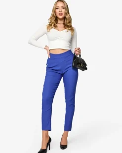 Discount Niebieskie damskie spodnie typu tregginsy PLUS SIZE Legginsy / Tregginsy|Plus Size