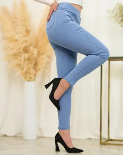 Clearance Niebieskie damskie tregginsy a'la jeans Legginsy / Tregginsy