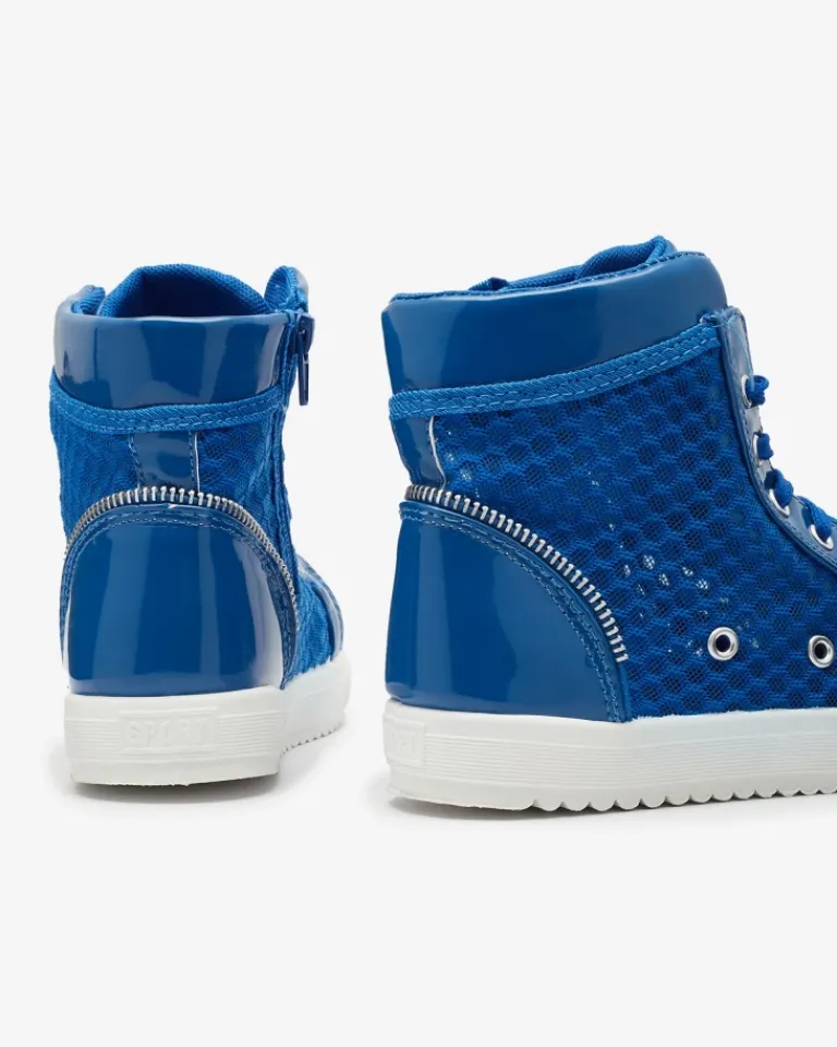 Niebieskie dziewczęce wysokie tenisówki Borris Dziewczęce