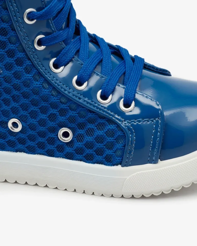 Niebieskie dziewczęce wysokie tenisówki Borris Dziewczęce