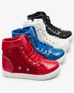 Niebieskie dziewczęce wysokie tenisówki Borris Dziewczęce