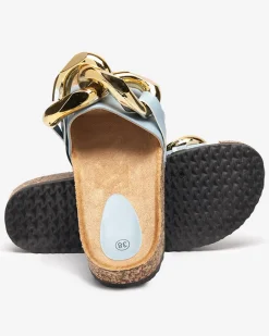 Best Niebieskie klapki damskie z ozdobą Sofig Klapki Płaskie