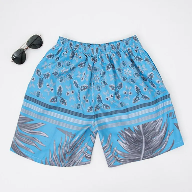 Niebieskie wzorzyste męskie sportowe spodenki szorty Spodnie