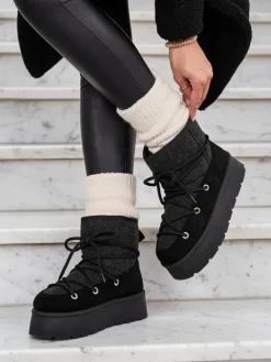 Best Śniegowce damskie sznurowane Filori Śniegowce|Botki Na Płaskim Obcasie