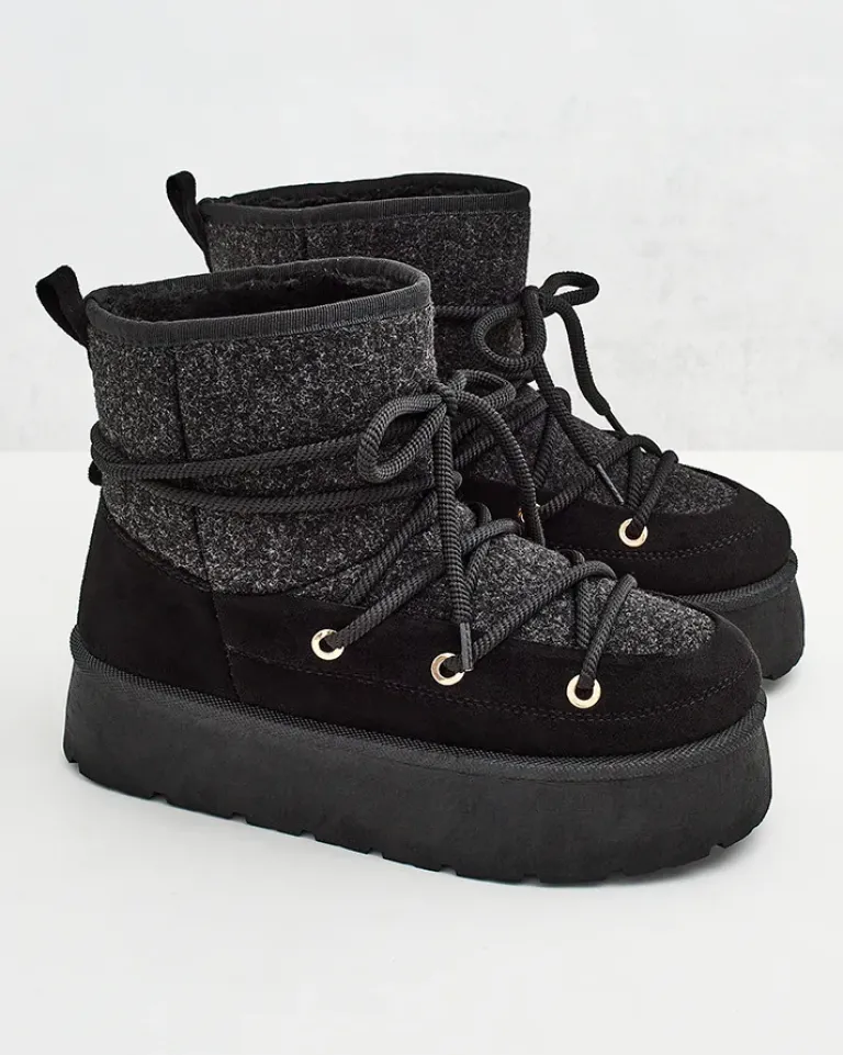 Best Śniegowce damskie sznurowane Filori Śniegowce|Botki Na Płaskim Obcasie