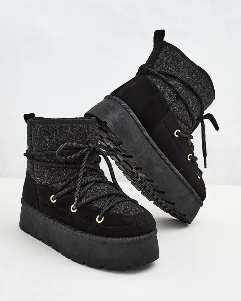 Best Śniegowce damskie sznurowane Filori Śniegowce|Botki Na Płaskim Obcasie