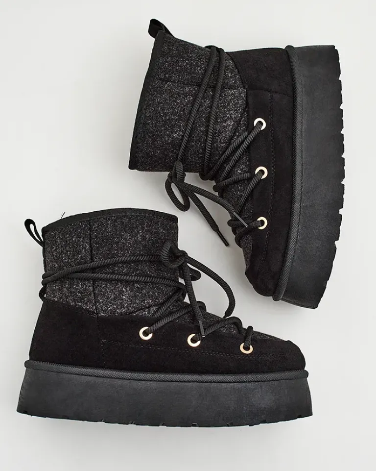 Best Śniegowce damskie sznurowane Filori Śniegowce|Botki Na Płaskim Obcasie