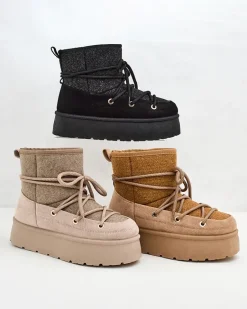Best Śniegowce damskie sznurowane Filori Śniegowce|Botki Na Płaskim Obcasie