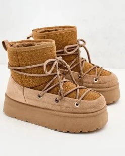 Best Śniegowce damskie sznurowane Filori Śniegowce|Botki Na Płaskim Obcasie