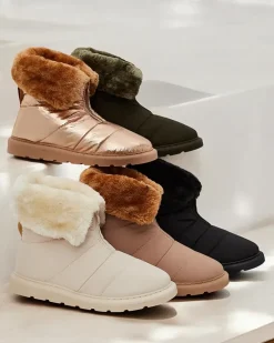 Best Śniegowce damskie Nesisa Botki Z Delikatnym Ociepleniem|Botki Na Płaskim Obcasie