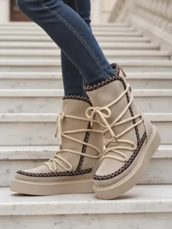 Sale Śniegowce damskie sznurowane Siozi Śniegowce|Botki Z Delikatnym Ociepleniem