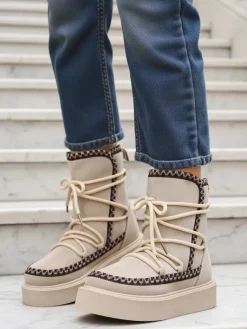 Sale Śniegowce damskie sznurowane Siozi Śniegowce|Botki Z Delikatnym Ociepleniem