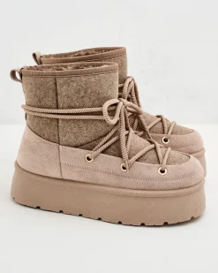 Clearance Śniegowce damskie sznurowane Filori Śniegowce|Botki Na Płaskim Obcasie
