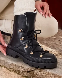 Clearance Śniegowce damskie sznurowane Lorii Śniegowce|Botki Z Grubym Ociepleniem