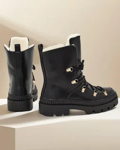 Clearance Śniegowce damskie sznurowane Lorii Śniegowce|Botki Z Grubym Ociepleniem
