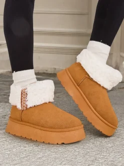 Outlet Śniegowce damskie z kożuszkiem Rovvoy Śniegowce|Botki Z Delikatnym Ociepleniem