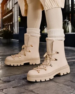 Outlet Śniegowce damskie sznurowane Lorii Śniegowce|Botki Z Grubym Ociepleniem