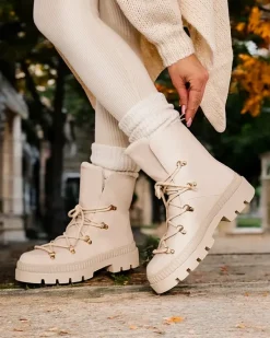 Outlet Śniegowce damskie sznurowane Lorii Śniegowce|Botki Z Grubym Ociepleniem