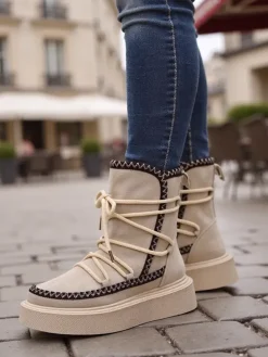 Sale Śniegowce damskie sznurowane Stozi Śniegowce|Botki Z Delikatnym Ociepleniem
