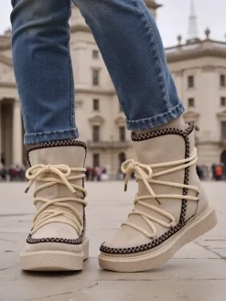 Sale Śniegowce damskie sznurowane Stozi Śniegowce|Botki Z Delikatnym Ociepleniem