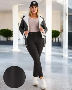 Sale Ocieplane damskie spodnie typu tregginsy PLUS SIZE Spodnie Materiałowe|Legginsy / Tregginsy