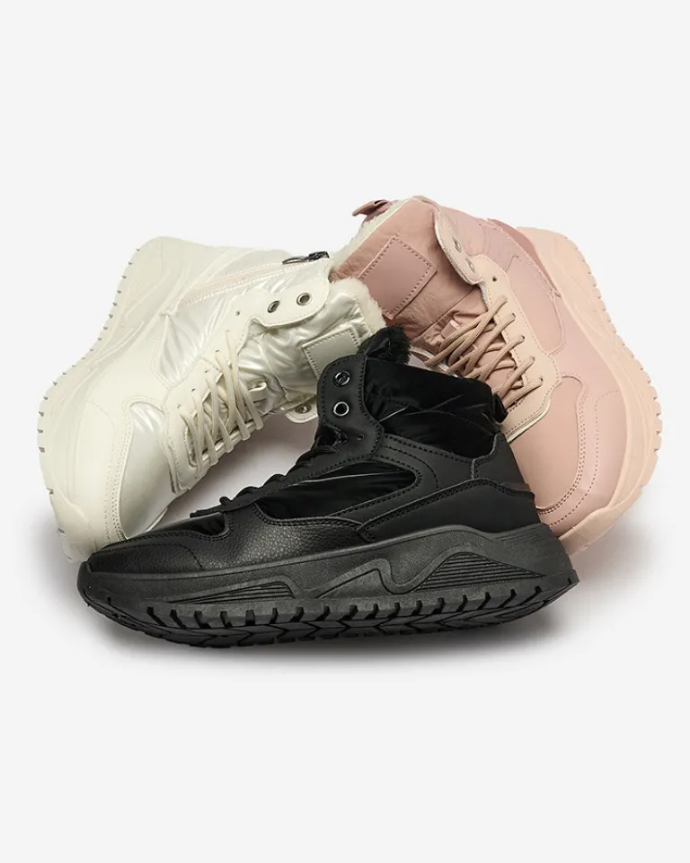 New Ocieplane sneakersy damskie z futerkiem Retodaf Damskie Trapery|Ocieplane