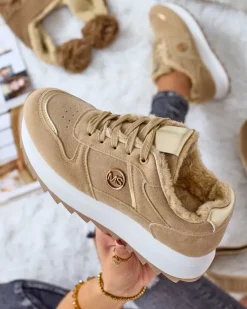 Clearance Ocieplane sneakersy damskie z futerkiem Boris Damskie Ocieplane|Sneakersy