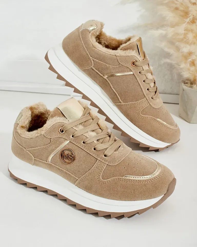 Clearance Ocieplane sneakersy damskie z futerkiem Boris Damskie Ocieplane|Sneakersy