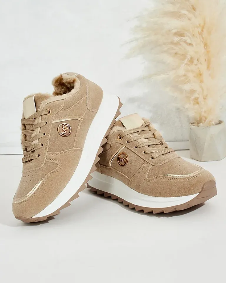 Clearance Ocieplane sneakersy damskie z futerkiem Boris Damskie Ocieplane|Sneakersy