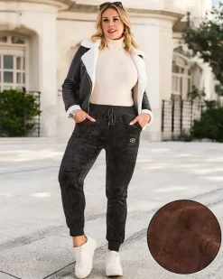 Online Ocieplane spodnie dresowe damskie PLUS SIZE Spodnie Dresowe|Plus Size