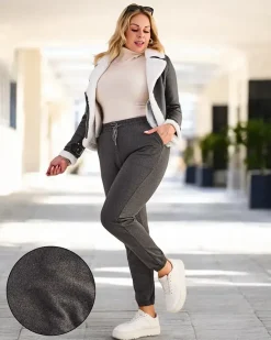 Online Ocieplane spodnie dresowe damskie PLUS SIZE Spodnie Dresowe|Plus Size