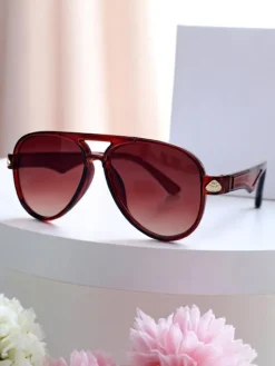 Best Okulary przeciwsłoneczne z ozdobnymi nausznikami Shadow Aviator Damskie Okulary Przeciwsłoneczne