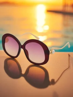 Sale Okulary przeciwsłoneczne z ozdobnymi nausznikami Glam Shine Damskie Okulary Przeciwsłoneczne