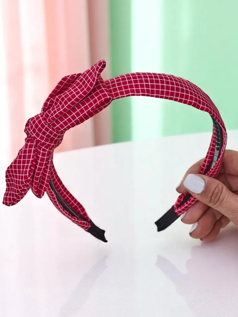 Sale Opaska do włosów z kokardką w kratkę Gosia Damskie Akcesoria Do Włosów