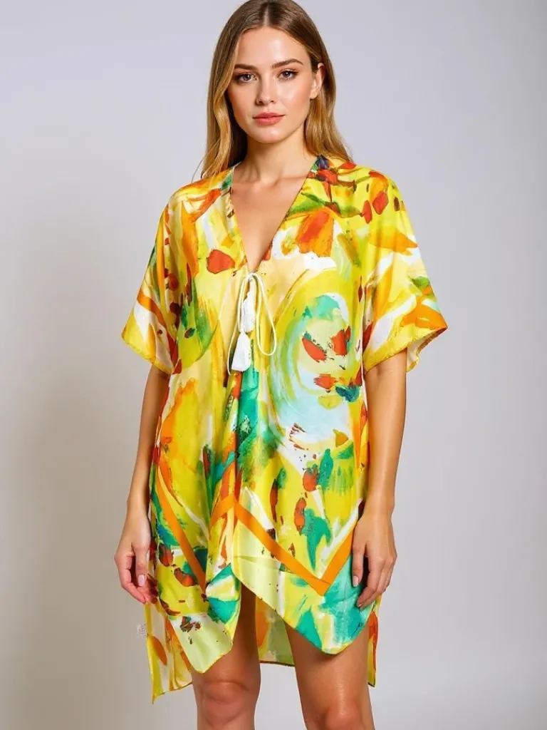 Pareo- Tunika letnia plażowa damska wzorzysta Wild Coast Narzutka Plażowa|Bluzki / Koszule / Koszulki