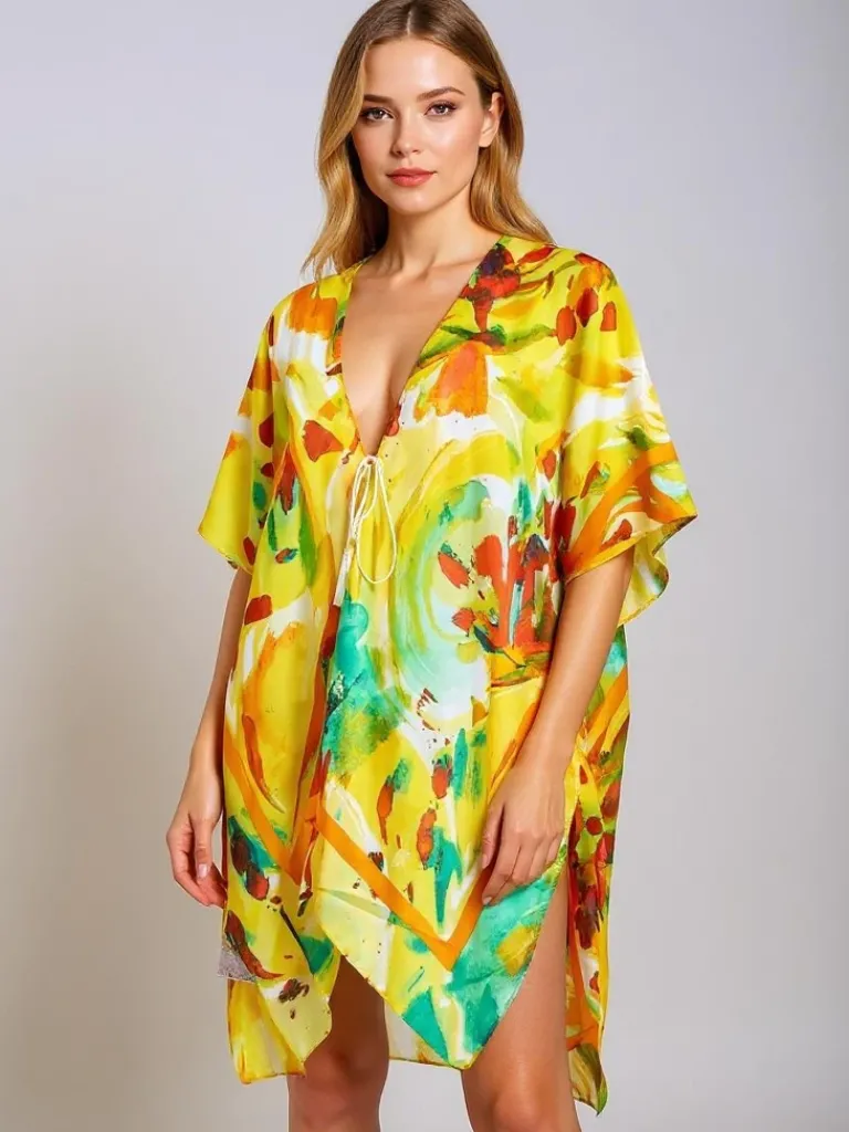 Pareo- Tunika letnia plażowa damska wzorzysta Wild Coast Narzutka Plażowa|Bluzki / Koszule / Koszulki