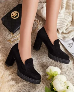 Półbuty damskie na wysokim słupku Sluppe Półbuty|Mokasyny Na Obcasie