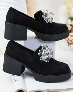 Hot Półbuty damskie na wysokim słupku Pegorani Półbuty|Mokasyny Na Obcasie