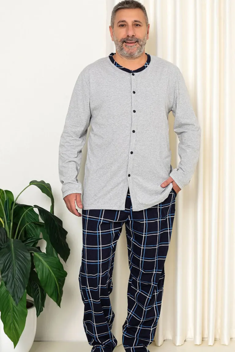 Piżama męska w szarym kolorze PLUS SIZE Plus Size|Piżamy